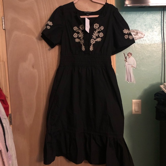NWT French Connection Ladies Embroidered MIDI Dress ( Black Out) - Picture 5 of 8